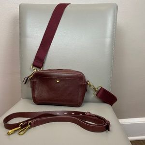 Madewell leather crossbody camera bag in burgundy
